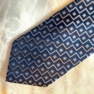Burma Bias Silk Tie Blue/Tan